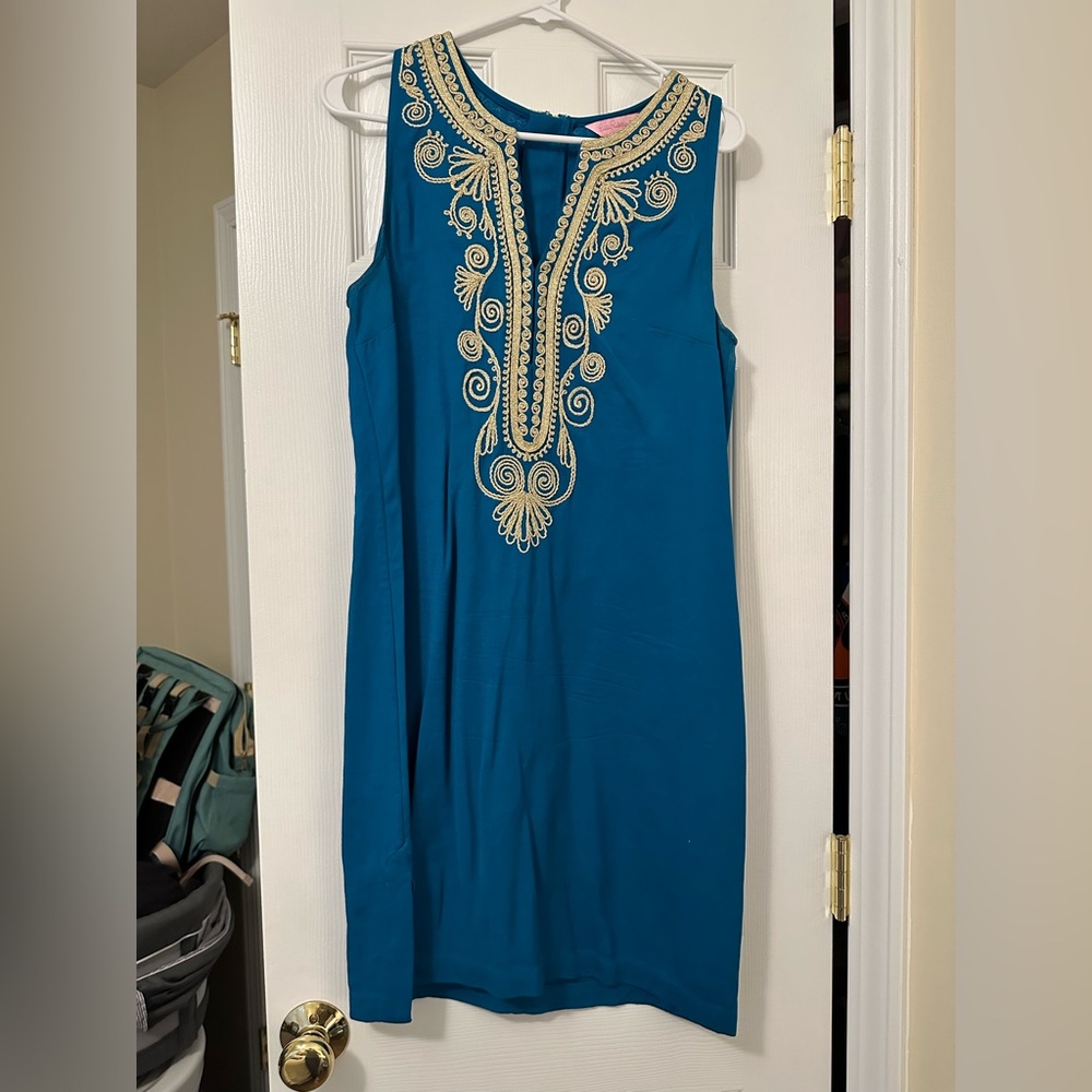 Blue and gold Lilly Pulitzer shift dress